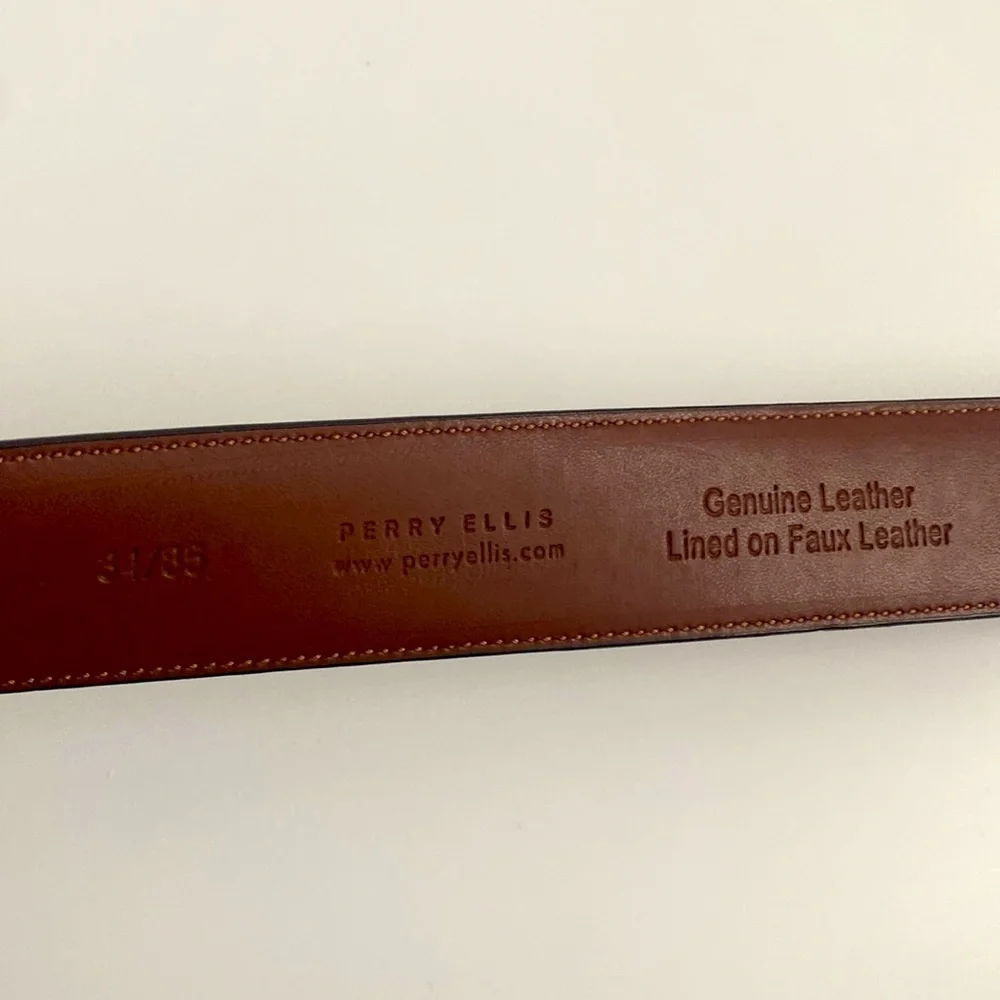 Perry Ellis Portfolio Mens Brown Genuine Leather Size 34/85